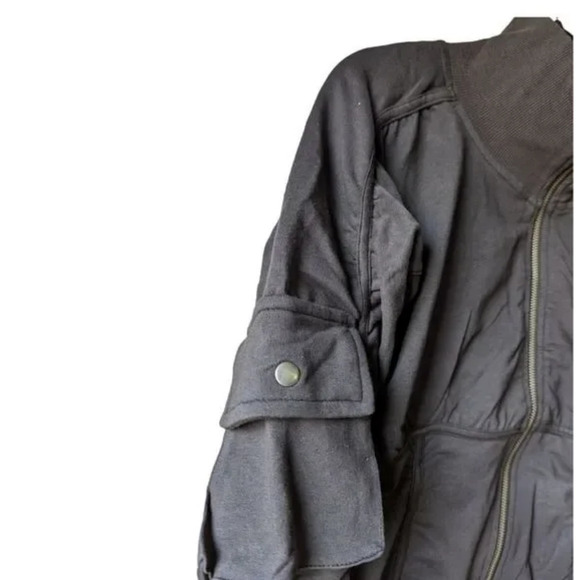 Free People Movement Women's Large Foundation Jacket Zip Up Black Cotton Pocket - Picture 8 of 17